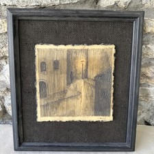 Gravura vintage pirografo em ardósia de madeira emoldurada Givind 1964 13x14,5 comprar usado  Enviando para Brazil