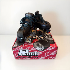 Patins Rock EUA tamanho 6 preto com rodas tie-dye vermelhas e cinza GT-50 enviado na caixa comprar usado  Enviando para Brazil