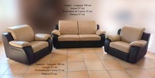 Salon cuir beige d'occasion  La Ciotat