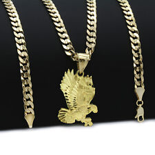 Pingente de águia masculino folheado a ouro 18k colar corrente cubana 6 mm 24" comprar usado  Enviando para Brazil
