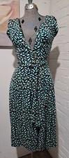 Vestido Diane von Furstenberg 100% seda feminino 2 turqouis escritório sirene envoltório, usado comprar usado  Enviando para Brazil