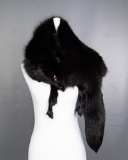 1203 JAQUETA DE PELE DE RAPOSA AZUL REAL PRETA GLAMOUROSA LUXO ESTOLA LINDA comprar usado  Enviando para Brazil