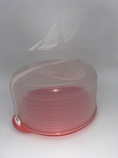 Antigo Tupperware Pink Round Cake Taker Carrier 12" tampa transparente inserção de ovo desviado comprar usado  Enviando para Brazil