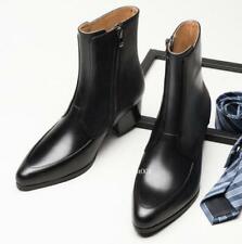 Botas Chelsea masculinas de couro para casamento sapatos biqueira pontiaguda zíper lateral salto cubano britânico comprar usado  Enviando para Brazil