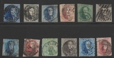Bélgica, 12 estampillas clásicas entre Scott #2 y #16, usadas, Cat. Valor $575.00 segunda mano  Embacar hacia Mexico