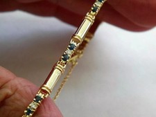 Pulseira de tênis de casamento de safira criada em laboratório 5,0 quilates folheada a ouro amarelo 14k comprar usado  Enviando para Brazil