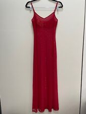 Vestido maxi vintage Y2K seda e cetim micro malha vermelho transparente L fada, usado comprar usado  Enviando para Brazil