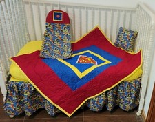CONJUNTO BERÇO CAMA BERÇÁRIO FEITO/W TECIDO SUPERMAN comprar usado  Enviando para Brazil