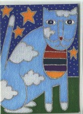 Ás Gato Azul Céu Nuvens Céu Estrelas Surrealismo Moderno Contemporâneo Estampa Gilcee comprar usado  Enviando para Brazil