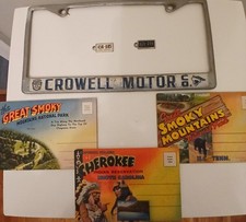 Porta-placas de licença, 1955 e 56 placas de chaveiro, cartões postais Smoky Mountain comprar usado  Enviando para Brazil