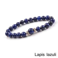 Cordão elástico pulseiras de pedra lápis-lazúli pulseira imagem cor mista 8 mm, usado comprar usado  Enviando para Brazil