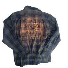 Camisa masculina de flanela Blue Mountain - Tamanho M - Personalizada tingida "Country Rock" #3331 comprar usado  Enviando para Brazil
