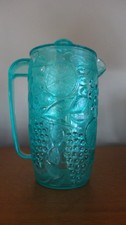 Jarro plástico acrílico frutas turquesa azul transparente MCM 9" tampa de água gelada chá comprar usado  Enviando para Brazil