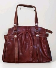 Bolsa satchel feminina clássica marrom couro italiano grande bolsa de viagem noturna  comprar usado  Enviando para Brazil