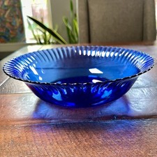 Tigela Colorex feita no Brasil azul cobalto canelado tigela de vidro vintage 9,5” comprar usado  Enviando para Brazil