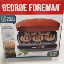 Usado, George Foreman Grill & Panini Press grelha de 5 porções nova vermelha caixa aberta (GR2080R) comprar usado  Enviando para Brazil