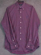 Camisa masculina Ralph Lauren pequena roxa xadrez manga longa desempenho ajuste clássico, usado comprar usado  Enviando para Brazil