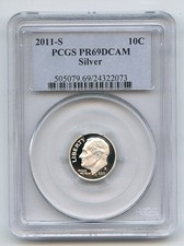 Usado, Moeda de dez centavos de prata 2011 S 10C Roosevelt PCGS PR69DCAM comprar usado  Enviando para Brazil