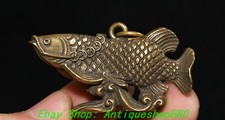 Usado, Escultura de estátua de peixe Arowana ouro fengshui bronze da antiga dinastia chinesa 1,7 pol. comprar usado Usado, Escultura de estátua de peixe Arowana ouro fengshui bronze da antiga dinastia chinesa 1,7 pol. comprar usado  Enviando para Brazil