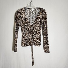 Blusa Orange Kiss estampa de leopardo animal manga longa frente reunida tamanho P cropped , usado comprar usado  Enviando para Brazil