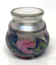 Vaso tigela de vidro vintage 1991 1,5” mini assinado John Lotton flor videira 39,14 g, usado comprar usado  Enviando para Brazil