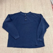 Camisa térmica masculina vintage Lands' End XL azul década de 1990 Henley manga longa comprar usado  Enviando para Brazil