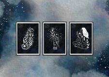 3 X IMPRESSÕES ARTÍSTICAS, A4, ECOLÓGICAS, ILUSTRAÇÃO, LUA, TIGRE, TATUAGEM, CARTÃO DE TARÔ, usado comprar usado  Enviando para Brazil