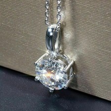 Pingente de casamento solitário de moissanita corte redondo 2,50 quilates ouro branco 14K sólido comprar usado  Enviando para Brazil
