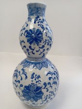 Base de abajur de porcelana vintage azul e branco cabaça dupla 13" de altura comprar usado  Enviando para Brazil