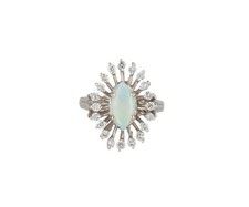 Marquise Opal and 0.60ctw Diamond Sun Beam Frame Ring in 14K, usado comprar usado  Enviando para Brazil