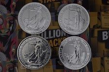 Moedas de prata Britannia 4 x 1 oz – 2014, 2015, 2016, 2017 em tampas comprar usado  Enviando para Brazil