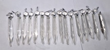 PRISMAS ENTALHADOS antigos de cristal transparente com tampos de contas - lote de 16 -3" sem contas, usado comprar usado  Enviando para Brazil