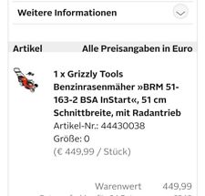Rasenmäher grizzly elektrosta gebraucht kaufen  Neudenau