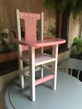 CADEIRA ALTA BONECA RARA Corações Charmosos Vintage Madeira Maciça Branco Rosa FEITA À MÃO comprar usado  Enviando para Brazil