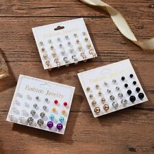 12 pares de brincos femininos da moda de cristal com strass e pérola conjunto de joias comprar usado  Enviando para Brazil