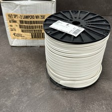 Cable de lámpara CCI 16/2 x 250 pies blanco trenzado cobre carrete de cable ligero SPT-2 segunda mano  Embacar hacia Mexico