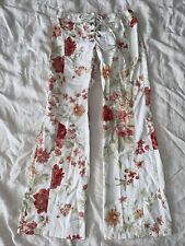 Usado, Pantalones de mezclilla vintage Express florales con cordones talla 1/2 campana pantalones acampanados pantalones de mezclilla boho segunda mano  Embacar hacia Argentina