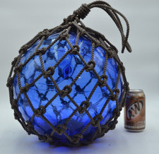 VINTAGE FLUTUADOR DE PESCA DE VIDRO EM AZUL COBALTO comprar usado  Enviando para Brazil