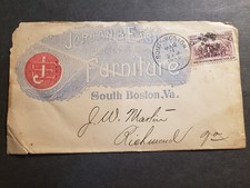 1894 FURNITURE SOUTH BOSTON to RICHMOND, VIRGÍNIA Postal History Cover VA comprar usado 1894 FURNITURE SOUTH BOSTON to RICHMOND, VIRGÍNIA Postal History Cover VA comprar usado  Enviando para Brazil