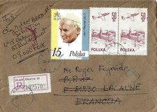 Pologne, 1988, lettre recommandée d'Olsztyn pour la France na sprzedaż  Wysyłka do Poland