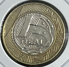 Moeda Brasil 1 real 1998 - Bi-metálica - KM# 652 - EB1598, usado comprar usado  Brasil 
