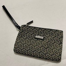 Bolsa de maquiagem cosmética de viagem Tommy Hilfiger padrão geométrico prata logotipo bege, usado comprar usado  Enviando para Brazil