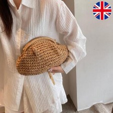 Bolsa satchel feminina de tecido de palha alça de corrente tecelagem feita à mão para praia de verão comprar usado  Enviando para Brazil