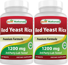 Usado, Pacote com 2 Best Naturals levedura de arroz vermelho 1200 mg 60 comprimidos  comprar usado  Enviando para Brazil