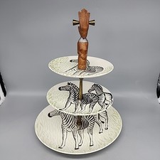 Bandeja de lanche vintage Royal China Africana zebra três camadas Tid-Bit - acabamento de madeira comprar usado  Enviando para Brazil