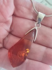 Silver amber necklace for sale  BIRMINGHAM