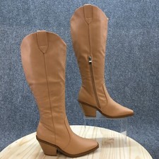 Botas informales altas para mujer 6 cremallera lateral botas de montar marrón imitación cuero tacones apilados segunda mano  Embacar hacia Mexico