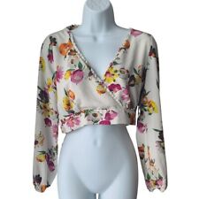 Blusa Zara Trafalgar Crop Floral Envoltório Top Babado Manga Longa Tamanho Grande Verão comprar usado  Enviando para Brazil
