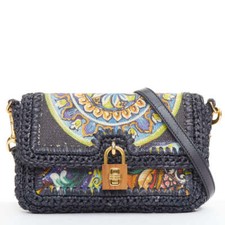 Bolsa tiracolo Dolce Gabbana 2013 Runway azul marinho ráfia trança barroca trava dourada, usado comprar usado  Enviando para Brazil