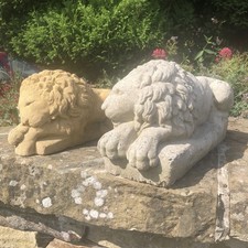 Pair concrete lions for sale  HUDDERSFIELD